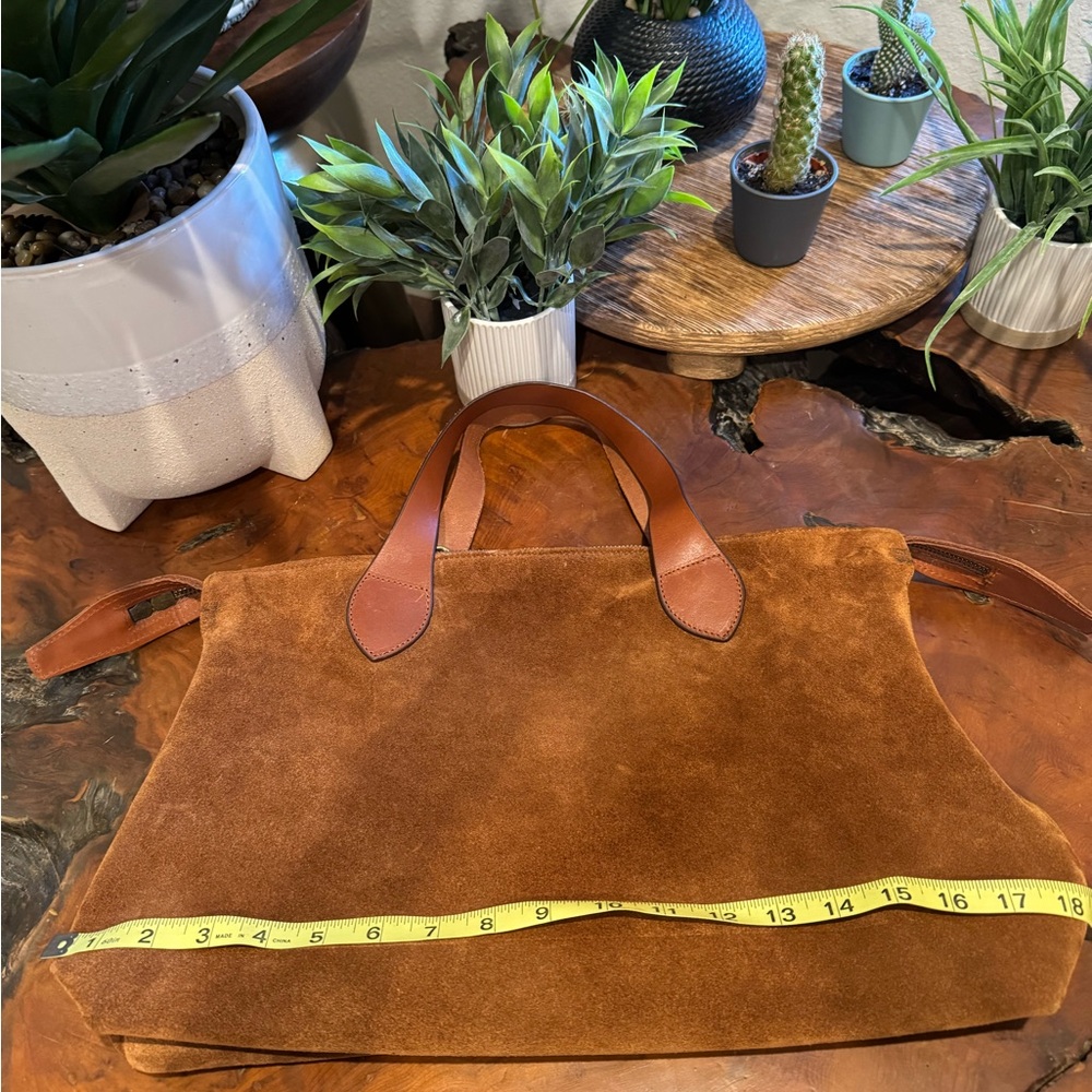 Brown Suede "Charlie" Tote Bag - Picture 4 of 12